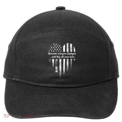 Red Friday Remember Everyone Deployed American Flag Heart 7-Panel Snapback Hat