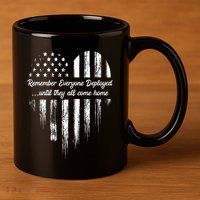 Red Friday Remember Everyone Deployed American Flag Heart 11oz C Handle Ceramic Mug