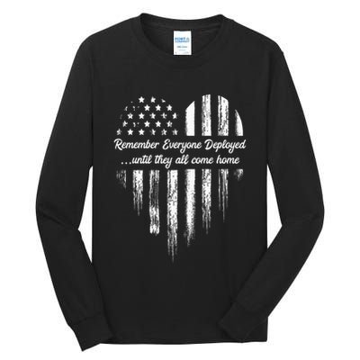 Red Friday Remember Everyone Deployed American Flag Heart Tall Long Sleeve T-Shirt