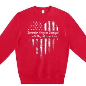 Red Friday Remember Everyone Deployed American Flag Heart Premium Crewneck Sweatshirt