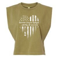Red Friday Remember Everyone Deployed American Flag Heart Garment-Dyed Women's Muscle Tee