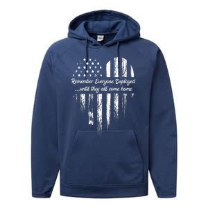 Red Friday Remember Everyone Deployed American Flag Heart Performance Fleece Hoodie