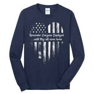 Red Friday Remember Everyone Deployed American Flag Heart Tall Long Sleeve T-Shirt