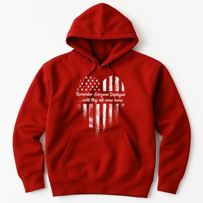 Red Friday Remember Everyone Deployed American Flag Heart Hoodie
