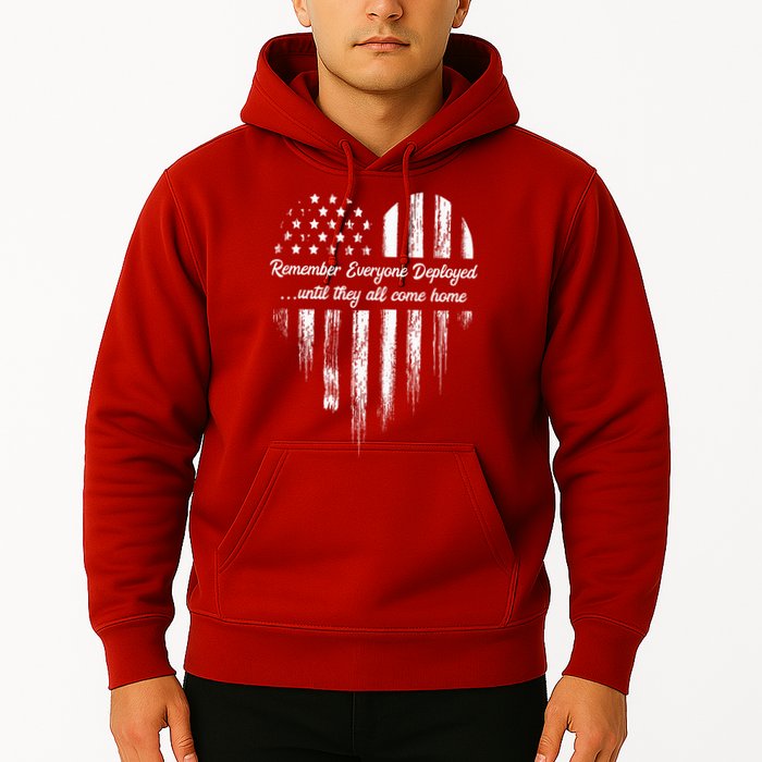 Red Friday Remember Everyone Deployed American Flag Heart Hoodie
