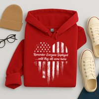 Red Friday Remember Everyone Deployed American Flag Heart Hoodie