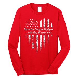 Red Friday Remember Everyone Deployed American Flag Heart Long Sleeve Shirt