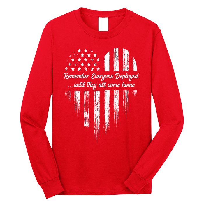 Red Friday Remember Everyone Deployed American Flag Heart Long Sleeve Shirt