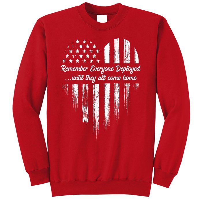 Red Friday Remember Everyone Deployed American Flag Heart Sweatshirt