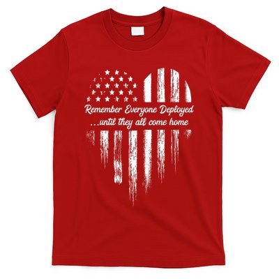 Red Friday Remember Everyone Deployed American Flag Heart T-Shirt