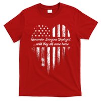 Red Friday Remember Everyone Deployed American Flag Heart T-Shirt