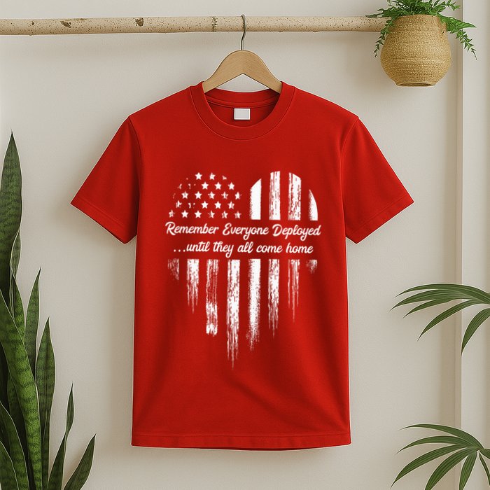 Red Friday Remember Everyone Deployed American Flag Heart T-Shirt