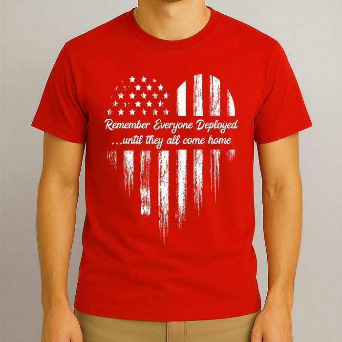 Red Friday Remember Everyone Deployed American Flag Heart T-Shirt