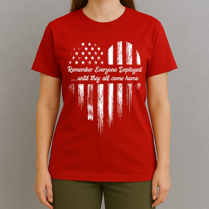 Red Friday Remember Everyone Deployed American Flag Heart T-Shirt