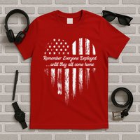 Red Friday Remember Everyone Deployed American Flag Heart T-Shirt