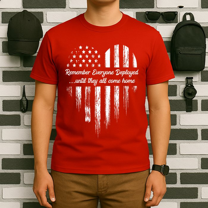 Red Friday Remember Everyone Deployed American Flag Heart T-Shirt