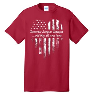 Red Friday Remember Everyone Deployed American Flag Heart Tall T-Shirt