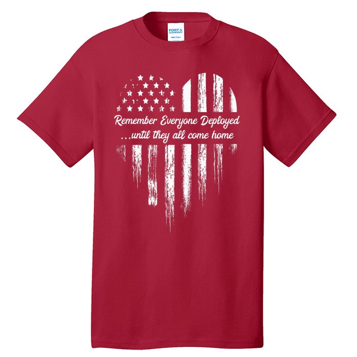 Red Friday Remember Everyone Deployed American Flag Heart Tall T-Shirt