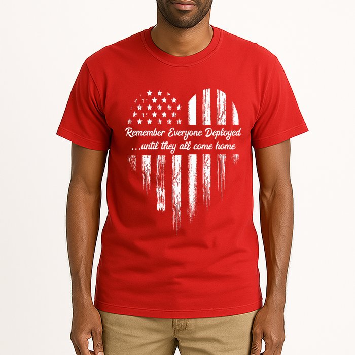Red Friday Remember Everyone Deployed American Flag Heart Tall T-Shirt