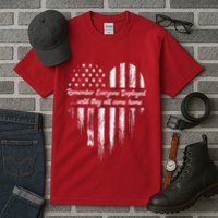 Red Friday Remember Everyone Deployed American Flag Heart Tall T-Shirt