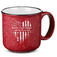 Red Friday Remember Everyone Deployed American Flag Heart 15oz Campfire Ceramic Mug