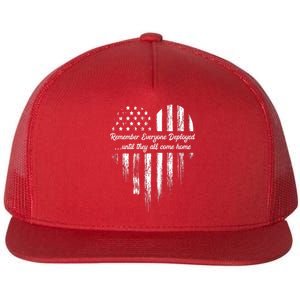 Red Friday Remember Everyone Deployed American Flag Heart Flat Bill Trucker Hat