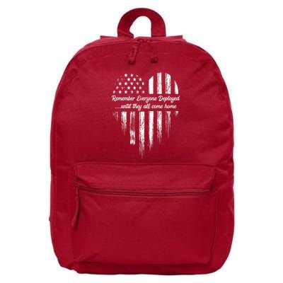 Red Friday Remember Everyone Deployed American Flag Heart 16 in Basic Backpack