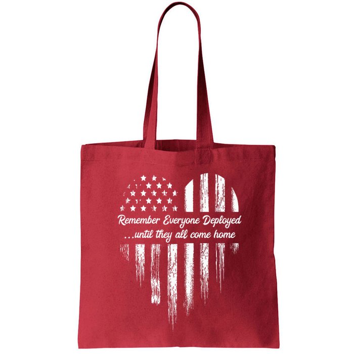 Red Friday Remember Everyone Deployed American Flag Heart Bag