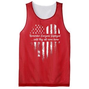 Red Friday Remember Everyone Deployed American Flag Heart Mesh Reversible Basketball Jersey Tank