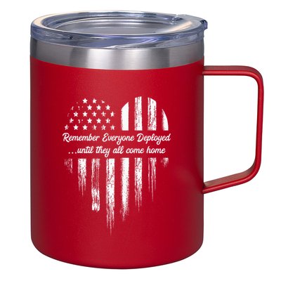 Red Friday Remember Everyone Deployed American Flag Heart 12oz Stainless Steel Coffee Mug
