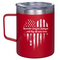 Red Friday Remember Everyone Deployed American Flag Heart 12oz Stainless Steel Coffee Mug