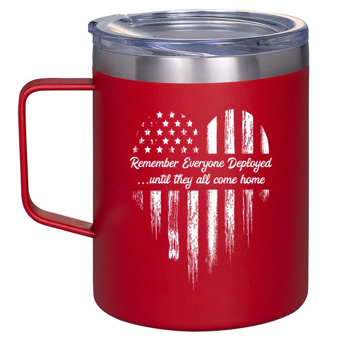 Red Friday Remember Everyone Deployed American Flag Heart 12oz Stainless Steel Coffee Mug