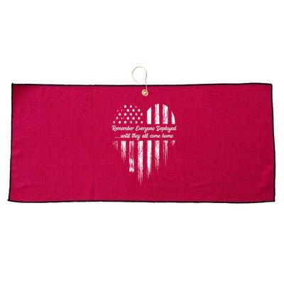 Red Friday Remember Everyone Deployed American Flag Heart Large Microfiber Waffle Golf Towel