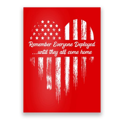 Red Friday Remember Everyone Deployed American Flag Heart Poster