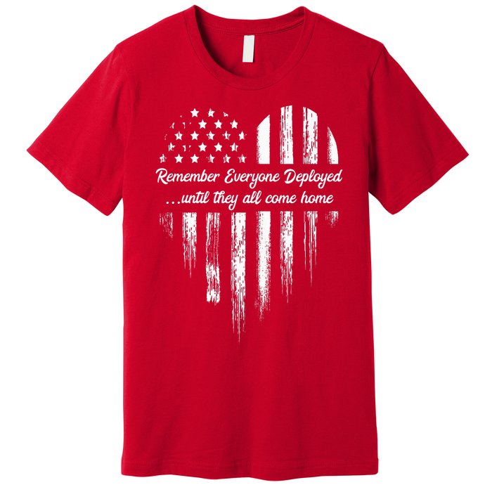 Red Friday Remember Everyone Deployed American Flag Heart Premium T-Shirt