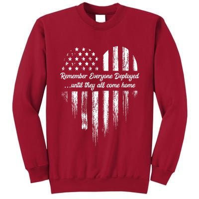 Red Friday Remember Everyone Deployed American Flag Heart Tall Sweatshirt