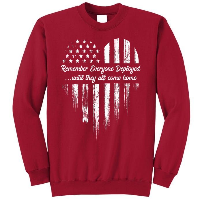 Red Friday Remember Everyone Deployed American Flag Heart Tall Sweatshirt