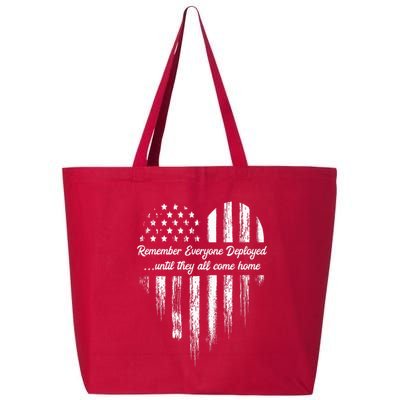 Red Friday Remember Everyone Deployed American Flag Heart 25L Jumbo Tote