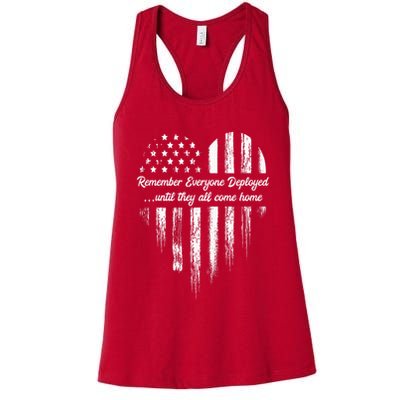 Red Friday Remember Everyone Deployed American Flag Heart Womens Tank Top