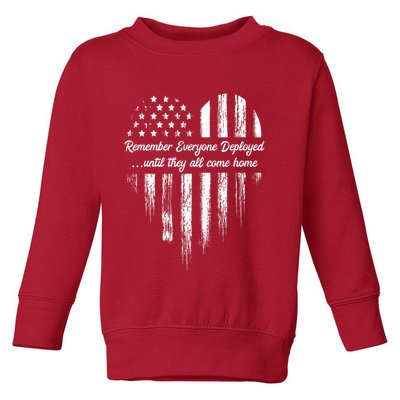 Red Friday Remember Everyone Deployed American Flag Heart Toddler Sweatshirt