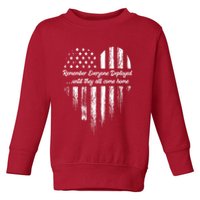 Red Friday Remember Everyone Deployed American Flag Heart Toddler Sweatshirt