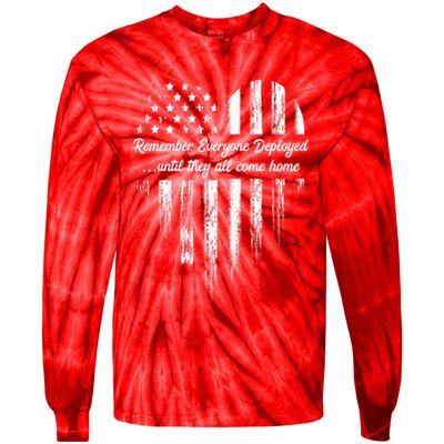Red Friday Remember Everyone Deployed American Flag Heart Tie-Dye Long Sleeve Shirt