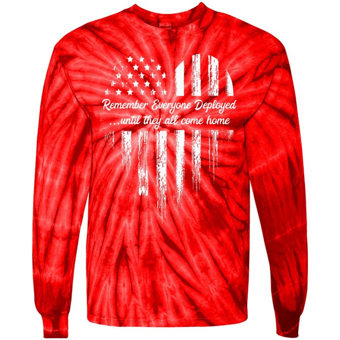 Red Friday Remember Everyone Deployed American Flag Heart Tie-Dye Long Sleeve Shirt