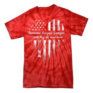 Red Friday Remember Everyone Deployed American Flag Heart Tie-Dye T-Shirt