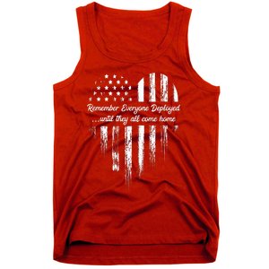 Red Friday Remember Everyone Deployed American Flag Heart Tank Top