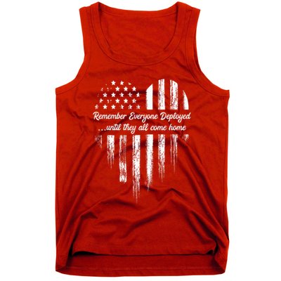 Red Friday Remember Everyone Deployed American Flag Heart Tank Top