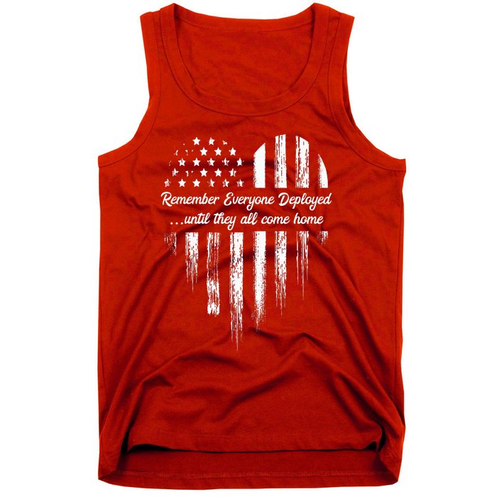 Red Friday Remember Everyone Deployed American Flag Heart Tank Top