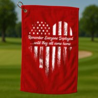 Red Friday Remember Everyone Deployed American Flag Heart Golf Towel