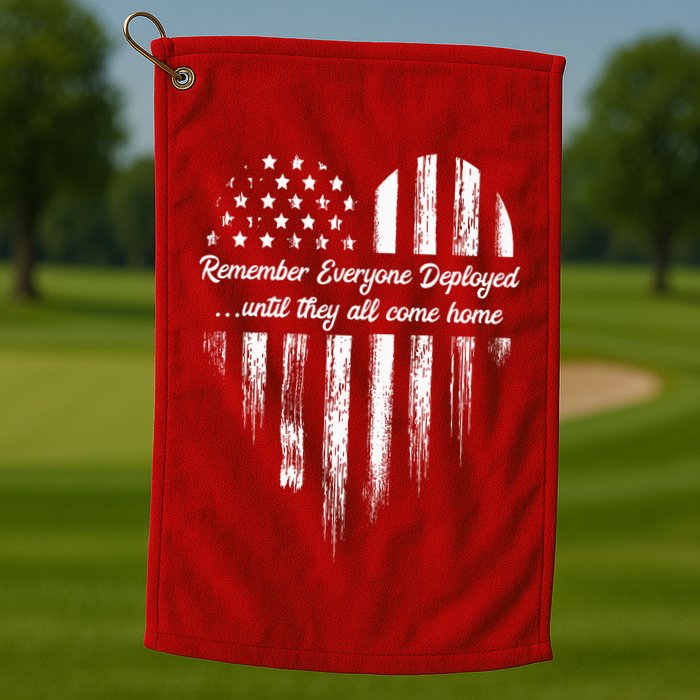 Red Friday Remember Everyone Deployed American Flag Heart Golf Towel