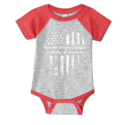 Red Friday Remember Everyone Deployed American Flag Heart Infant Baby Jersey Bodysuit